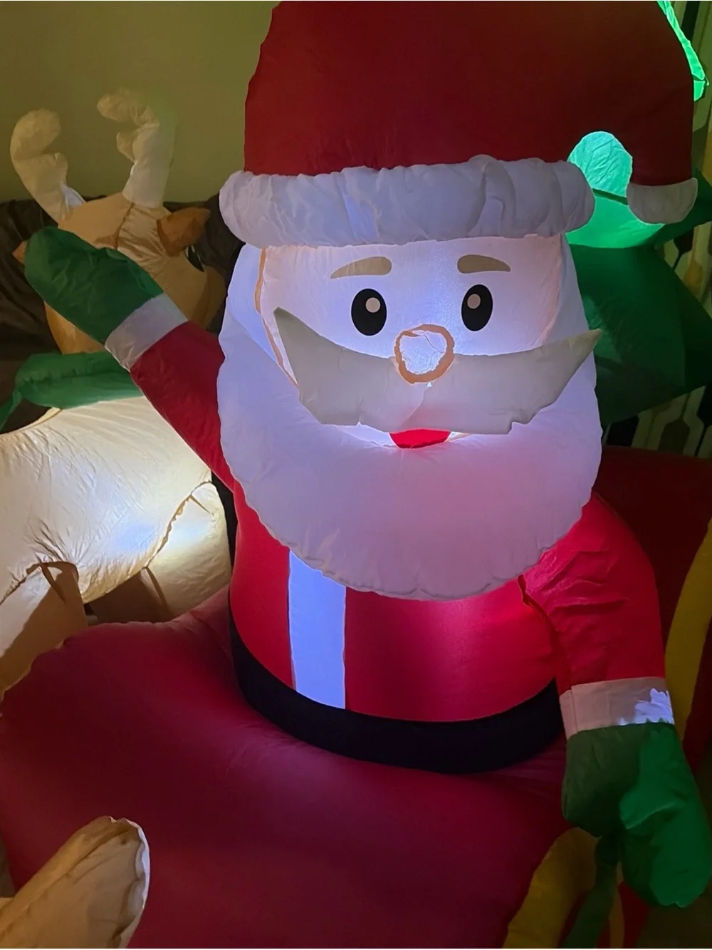 8 FT Long Christmas Inflatable Santa Claus on Sleigh with 3 Reindeer